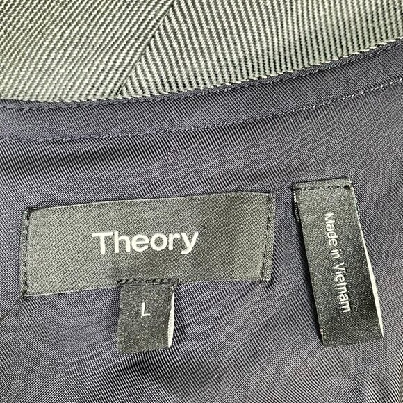 Theory Structured T Twill Linen Short Sleeve Midi Shift Dress Gray Size L Lined - Picture 9 of 16